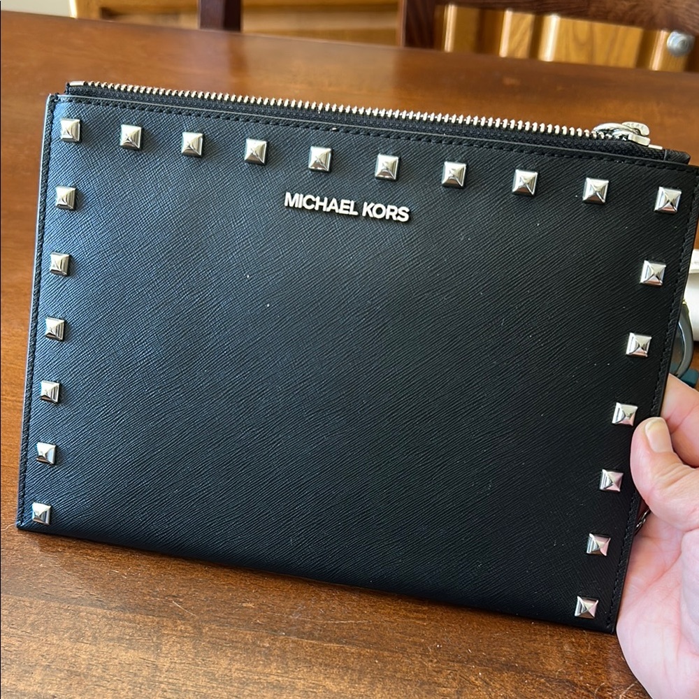 Michael Kors Black Studded Clutch